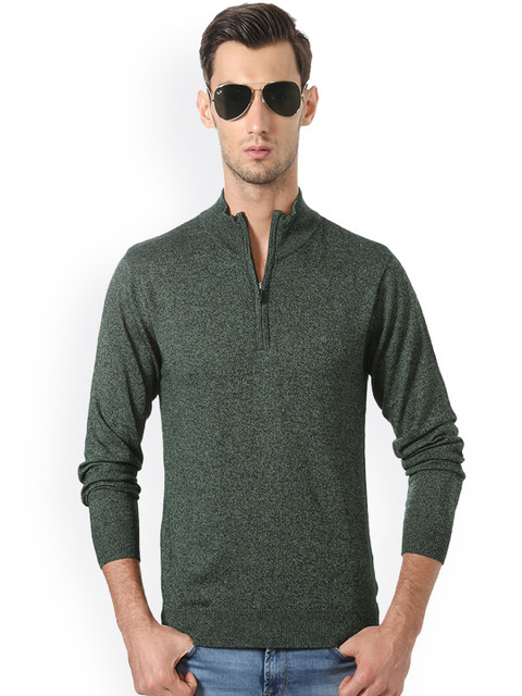 

Solly Sport Men Green Self Design Pullover
