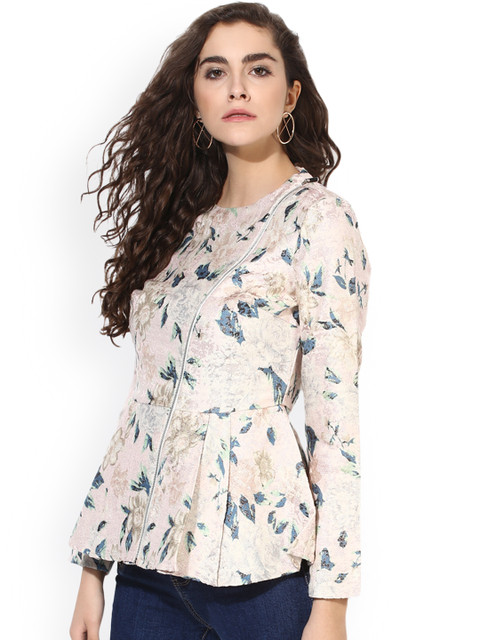 

Kazo Women Pink Printed Peplum Top
