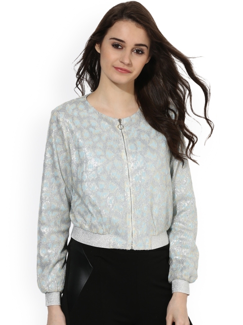

Kazo Women Blue Printed Bomber