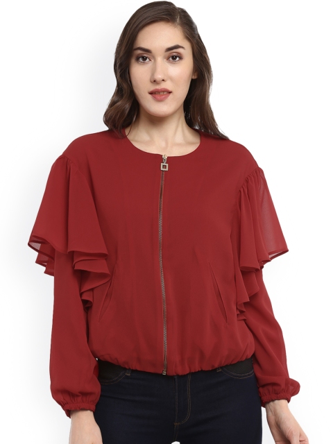 

Kazo Women Maroon Solid Blouson Top