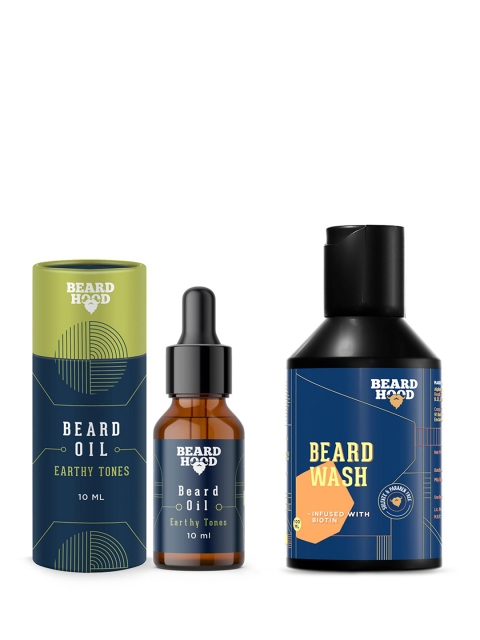 

Beardhood Pack of 2 Earthy Tones Beard Oil & Growth Wash, Black