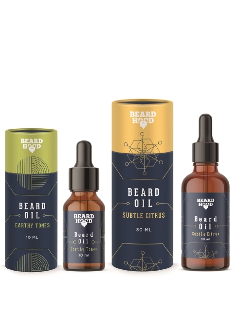

Beardhood Pack of 2 Earthy Tones & Subtle Citrus Beard Oils, Black