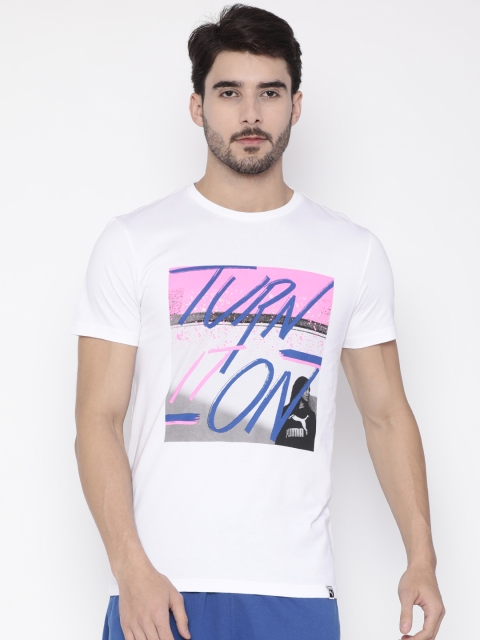 

Puma Men White Printed Round Neck T-shirt