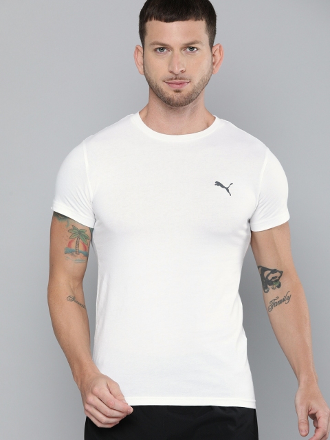

Puma Men White Solid Round Neck T-shirt