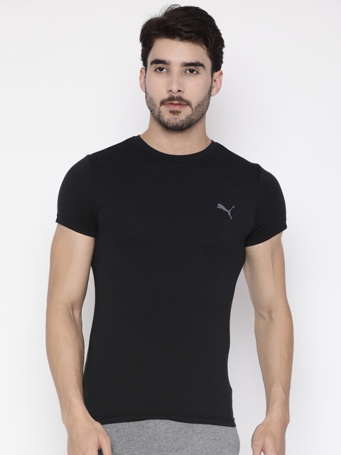 

Puma Men Black Solid Round Neck T-shirt