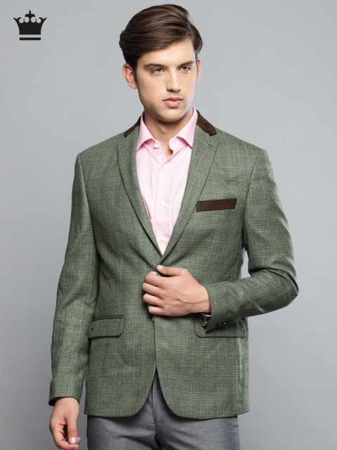 

Louis Philippe Grey & Brown Checked Ultra Fit Formal Blazer