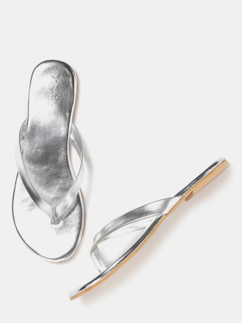 

DressBerry Women Silver-Toned Solid Open Toe Flats
