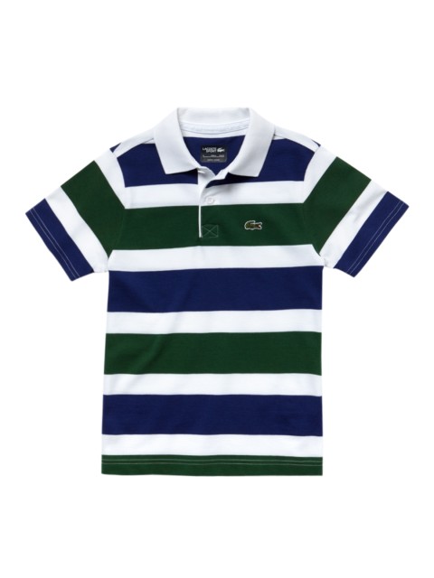 

Lacoste Boys Blue Striped Polo Collar T-shirt