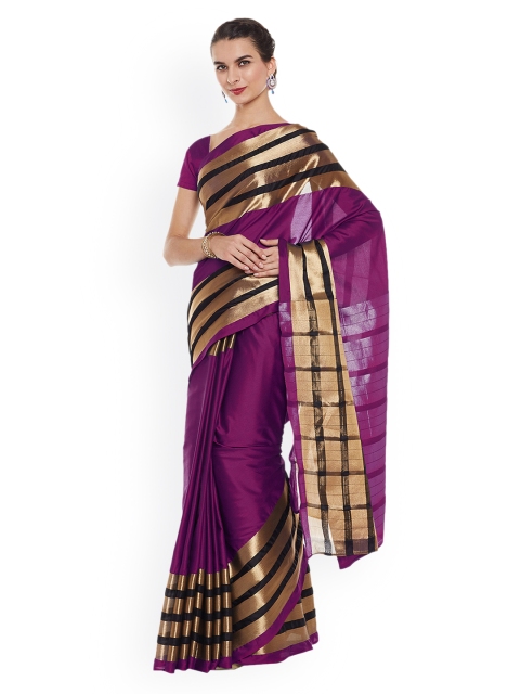 

Chhabra 555 Purple & Gold-Toned Art Silk Woven Design Banarasi Saree