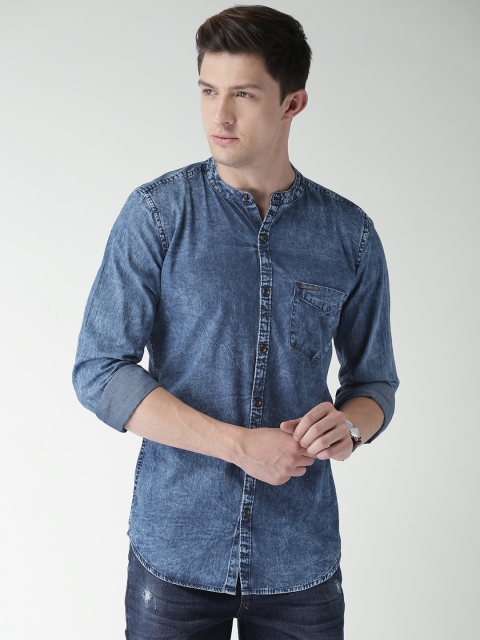 

Mast & Harbour Men Blue Slim Fit Solid Casual Shirt