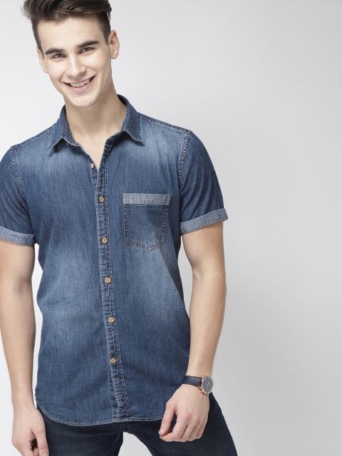 

Mast & Harbour Men Blue Regular Fit Faded Denim Casual Shirt