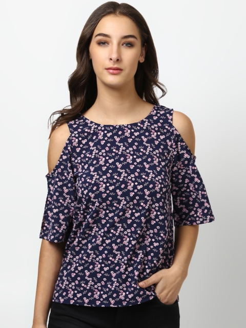 

Harpa Women Navy Blue Printed Top