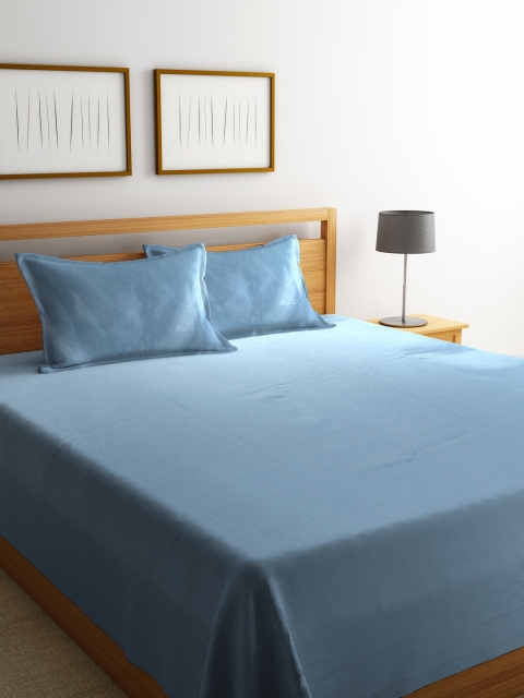 

Portico New York Blue Cotton Double Bed Cover with 2 Pillow Covers