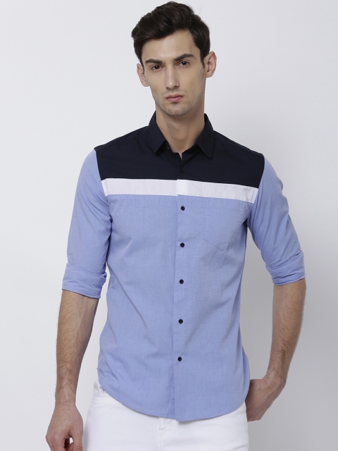 

Black coffee Men Blue Slim Fit Colourblocked Casual Shirt