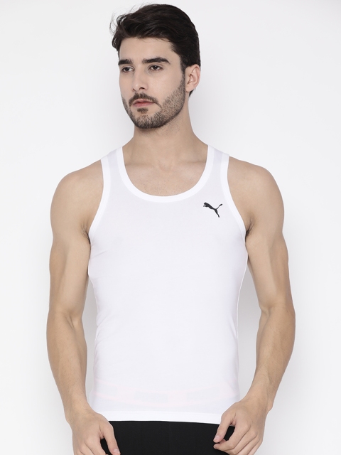 

Puma Men White Solid Innerwear Vest 91895701