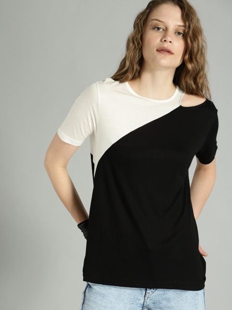 

Roadster Time Travlr Women Black Colourblocked Top