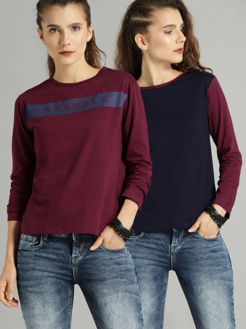 

Roadster Men Pack of 2 T-shirts, Magenta