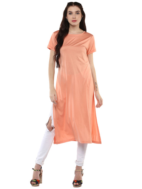 

Harpa Women Peach-Coloured Solid Maxi Top
