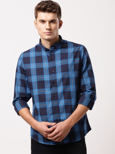 

ether Men Blue Slim Fit Checked Casual Shirt