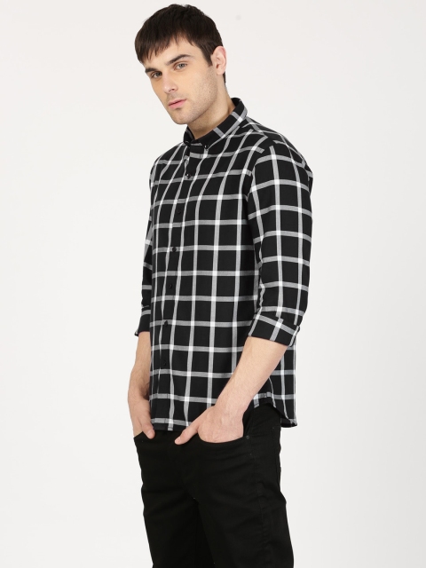 

ether Men Black & White Slim Fit Checked Casual Shirt