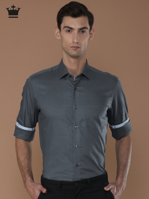 

Louis Philippe Men Grey Slim Fit Solid Casual Shirt