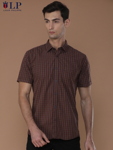 

Louis Philippe Sport Men Red & Navy Slim Fit Checked Casual Shirt