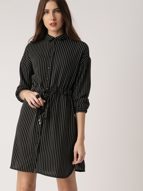 

Ms.Taken by Kriti Sanon Women Black Striped Shirt Dress
