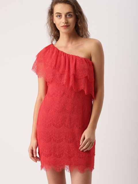 

Ms.Taken Women Red Self Design A-Line Dress