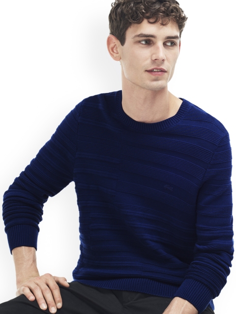 

Lacoste Men Blue Self Design Pullover