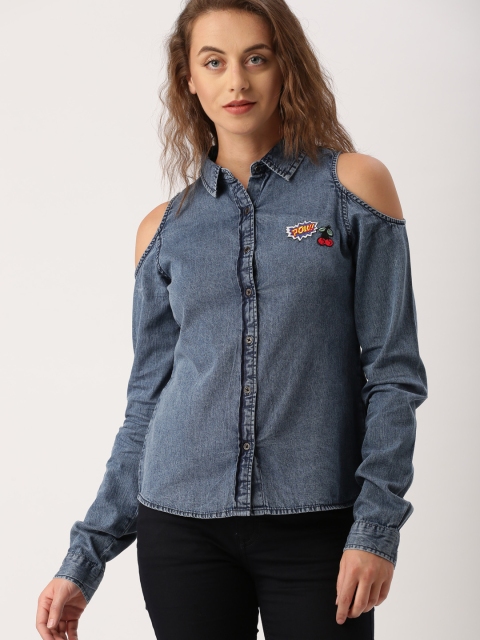 

Ms.Taken by Kriti Sanon Women Blue Solid Shirt Style Top