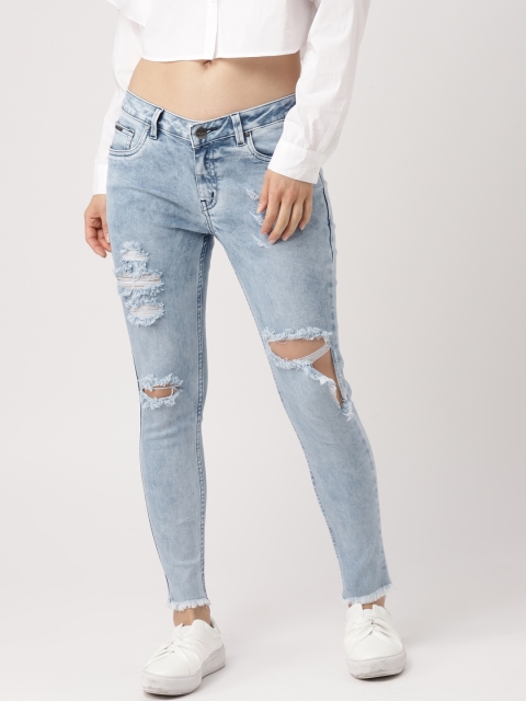 

Ms.Taken Women Blue Slim Fit Mid-Rise Highly Distressed Stretchable Jeans