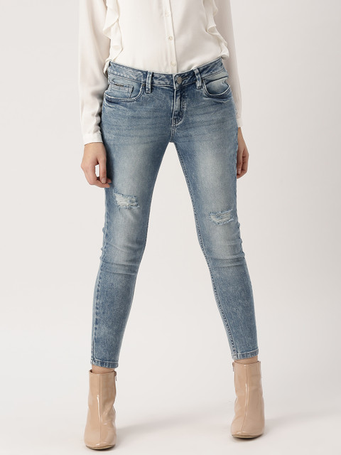 

Ms. Taken by Kriti Sanon Women Blue Skinny Fit Mid-Rise Mildly Distressed Jeans