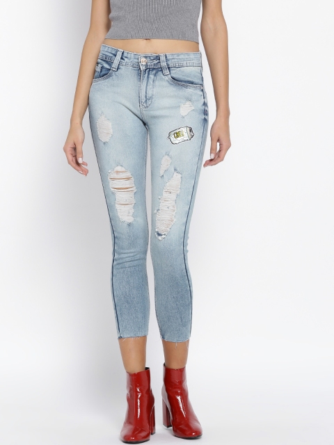 

Code 61 Women Blue Mid-Rise Mildly Distressed Cropped Stretchable Jeans