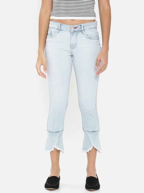 

Code 61 Women Blue Jeggings Regular Fit Mid-Rise Clean Look Cropped Stretchable Jeans