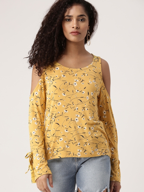 

Ms.Taken by Kriti Sanon Women Mustard Yellow Printed Top