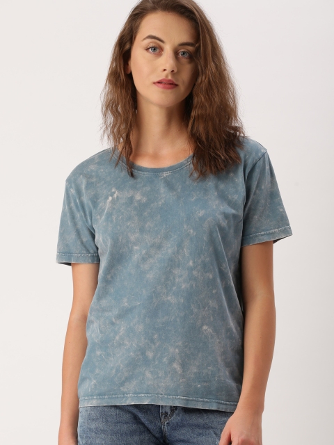 

Ms.Taken by Kriti Sanon Women Blue Dyed Round Neck T-shirt