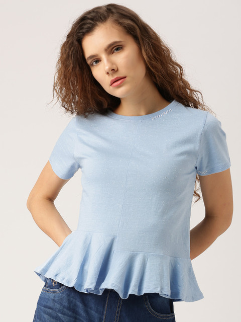 

Ms.Taken by Kriti Sanon Women Blue Solid Peplum Top