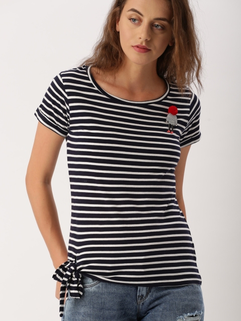 

Ms. Taken by Kriti Sanon Women Navy Blue & White Striped Top