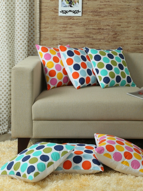 

RANGRAGE Multicoloured Set of 6 Geometric Square Cushion Covers, Multi