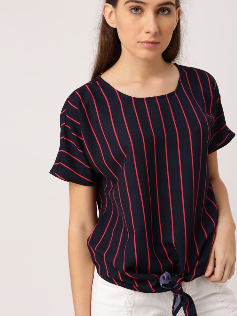 

Ms.Taken by Kriti Sanon Women Navy Blue Striped Top