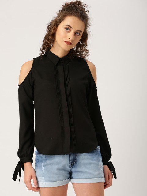 

Ms.Taken by Kriti Sanon Women Black Solid Shirt Style Top