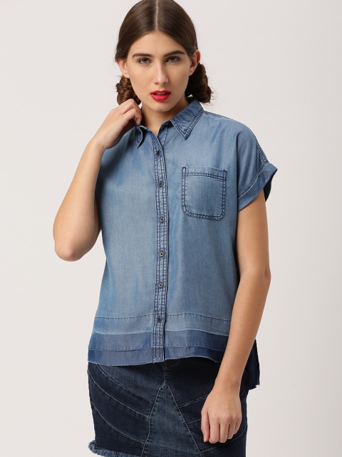 

Ms. Taken by Kriti Sanon Women Blue Solid Shirt Style Top