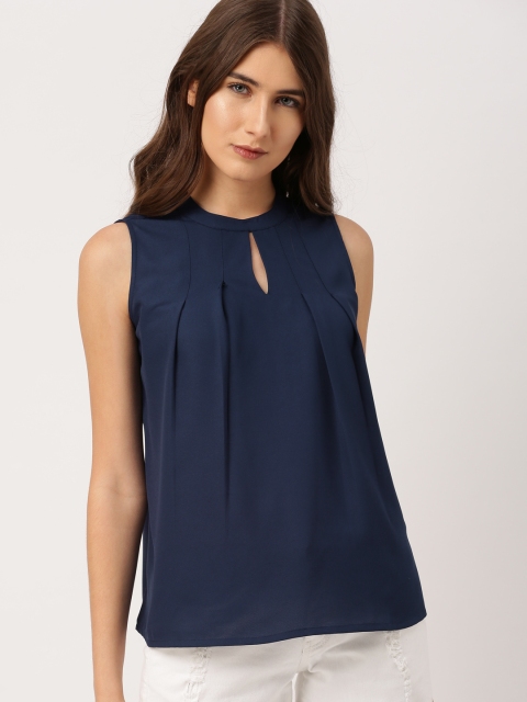 

Ms.Taken by Kriti Sanon Navy Solid A-Line Top, Navy blue