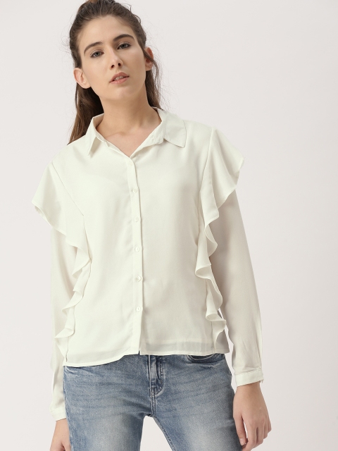 

Ms. Taken by Kriti Sanon Women White Solid Shirt Style Top