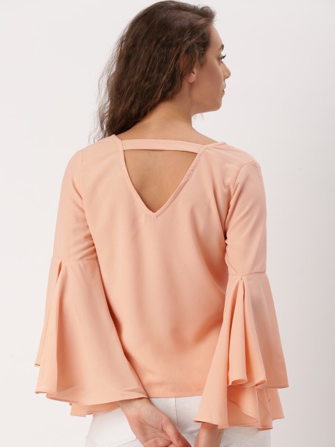 

Ms.Taken by Kriti Sanon Women Peach-Coloured Solid Styled Back Top