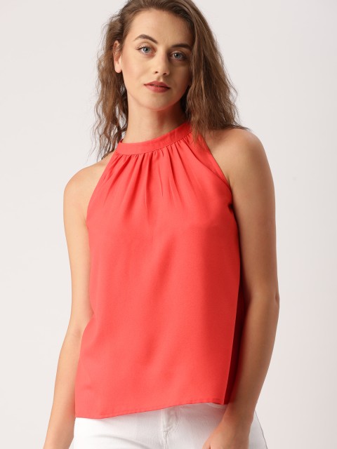 

Ms.Taken by Kriti Sanon Women Coral Red Solid Top