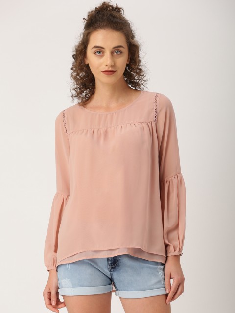 

Ms.Taken by Kriti Sanon Women Peach-Coloured Layered Top