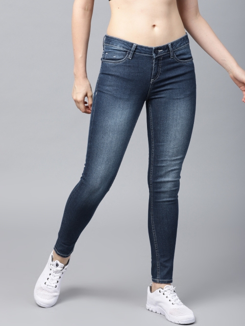 

HRX by Hrithik Roshan Women Blue Skinny Fit Mid-Rise Clean Look Stretchable Jeans