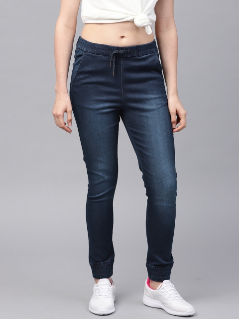 

HRX by Hrithik Roshan Women Navy Blue Mid-Rise Clean Look Stretchable Joggers