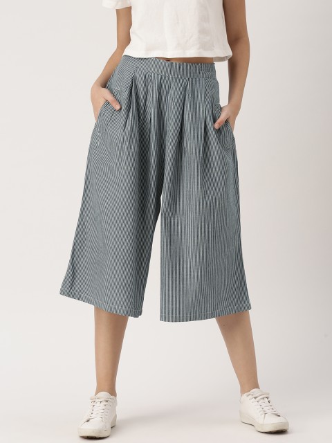

Ms.Taken by Kriti Sanon Women Navy Blue & White Regular Fit Striped Culottes